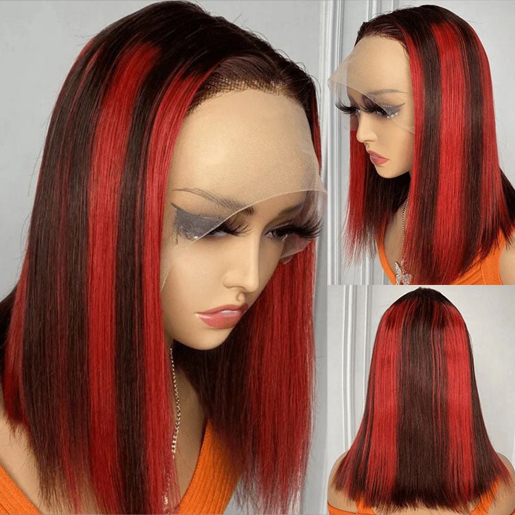 Glueless Straight Bob 4/RED Full Frontal Wig - Superlovehair
