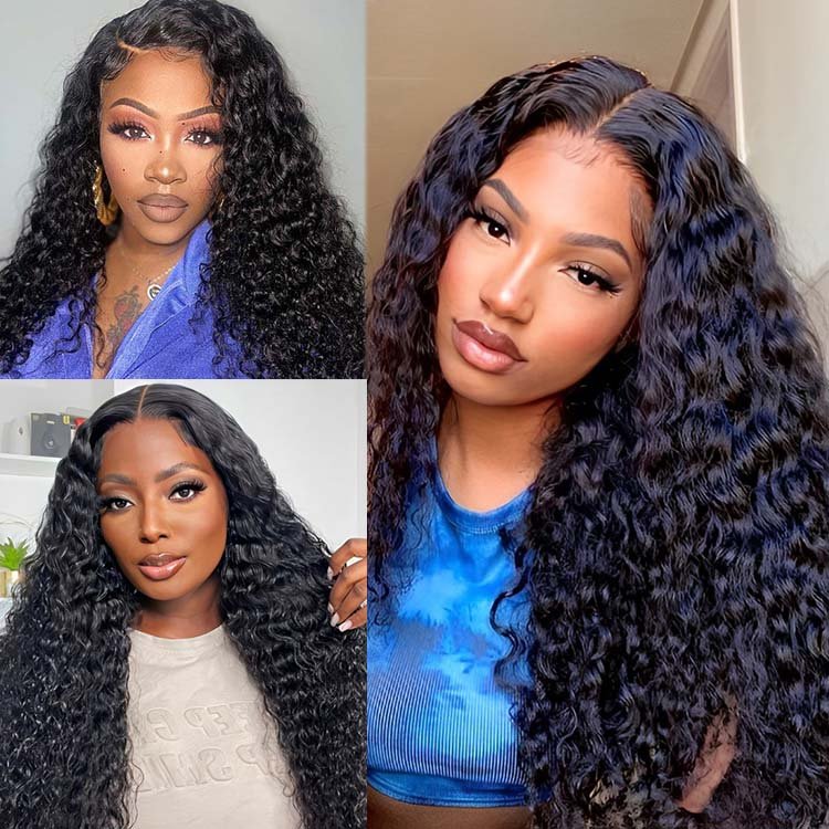 Glueless Super Double Drawn 13x4 Frontal Lace Water Wave Wig 250% density 100% Human Hair - Superlovehair