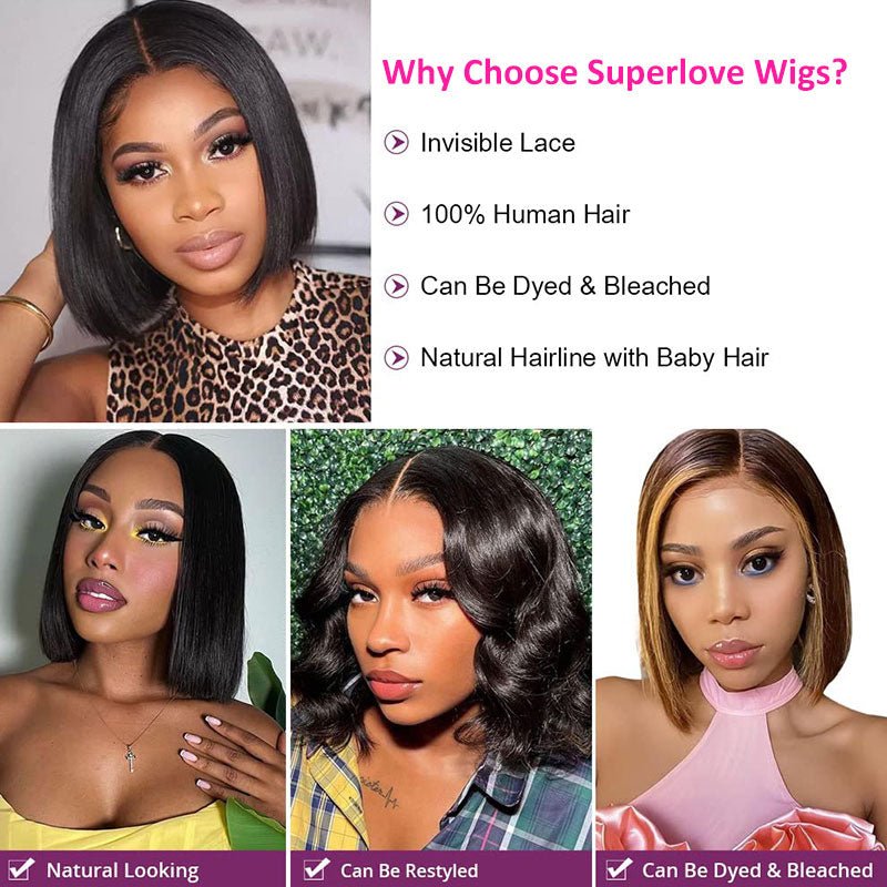 Lightning Deal 4x4 Lace Closure Bob Straight Wig - Superlovehair