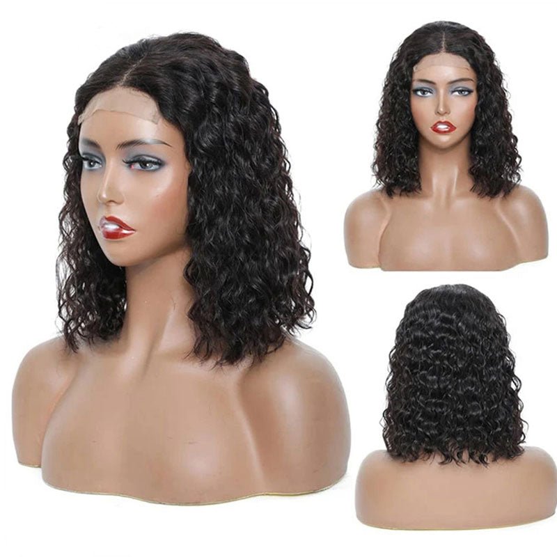 Lightning Deal 4x4 Lace Water Wave Bob Human Hair Wig - Superlovehair