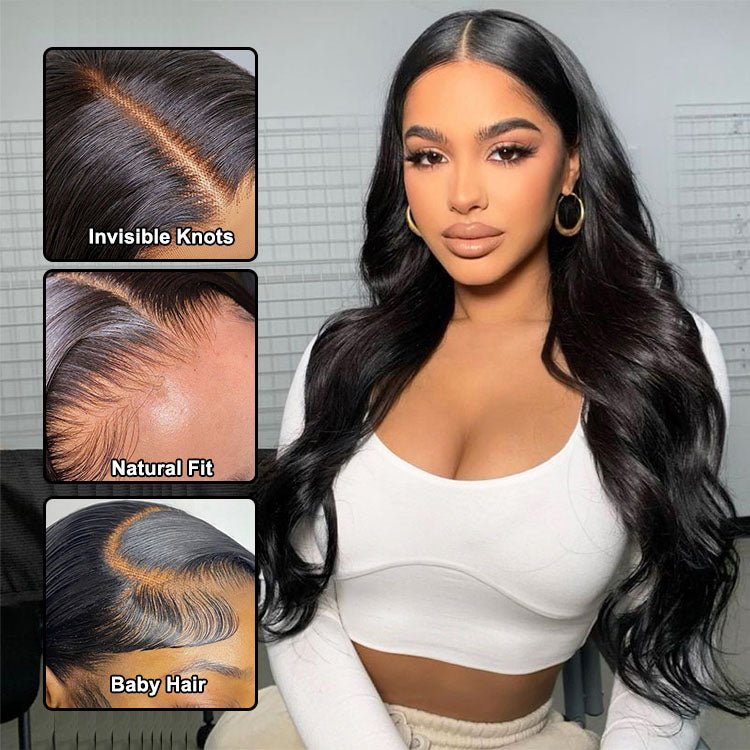 Malaysian Human Hair 4x4 Lace Closure Body Wave Wigs Preplucked With Baby Hair - Superlovehair