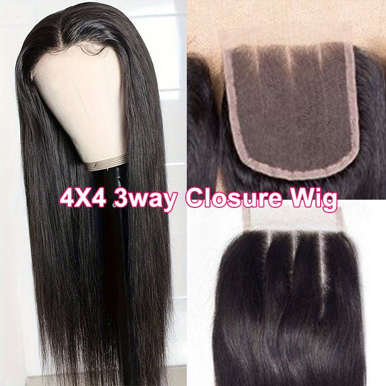 ReadytoGo Glueless 3 Way Straight Closure Wig 100% Brazilain Human Hair - Superlovehair