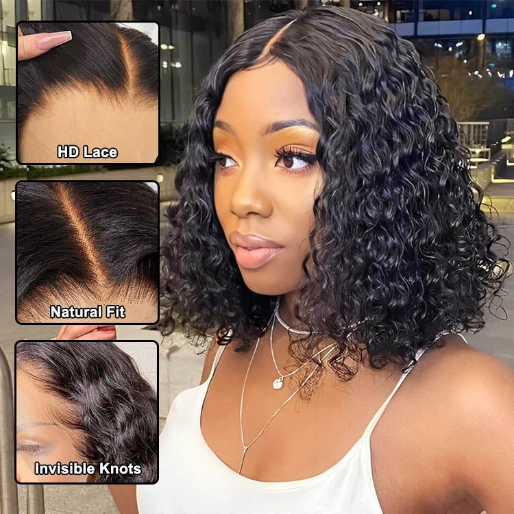 Superlove Glueless 13x4 Lace Frontal Water Wave Bob Human Hair Wig - Superlovehair