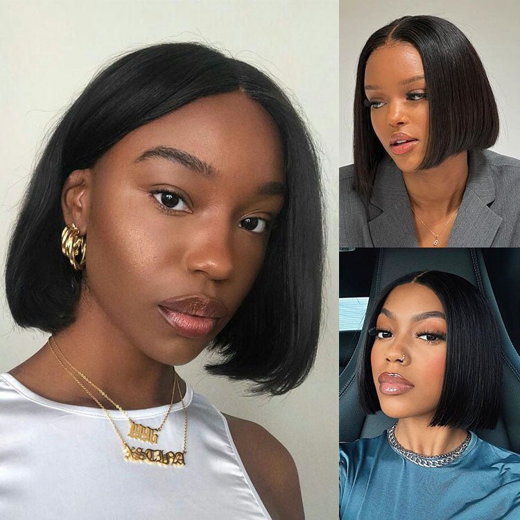 Superlove Glueless Straight HD lace human hair Anti - slip tape breathable bob wig - Superlovehair