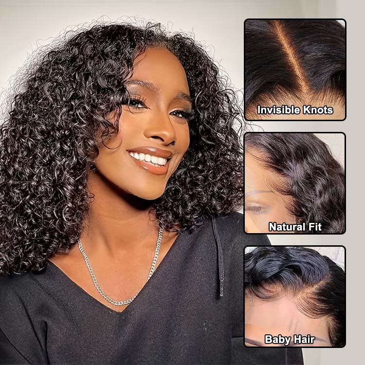 Superlove Ready To Go Glueless 4x4 Lace Water wave Bob Human Hair Wig - Superlovehair
