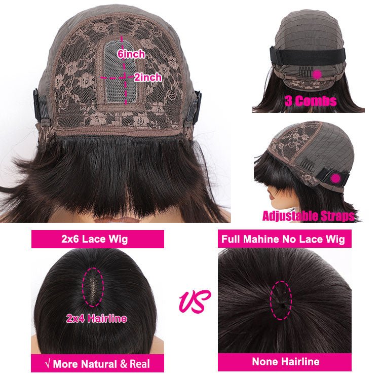 Worth Having- Superlove Glueless Mini Hd Lace Breathable Cap Silk Straight Bob Wig Human Hair with Bangs - Superlovehair