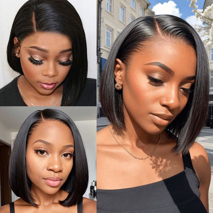 Worth Having-Superlove Glueless Straight HD lace human hair Anti-slip tape breathable Cap bob wig - Superlovehair