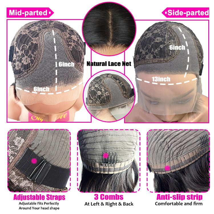 Worth Having-Superlove Glueless Straight HD lace human hair Anti-slip tape breathable Cap bob wig - Superlovehair
