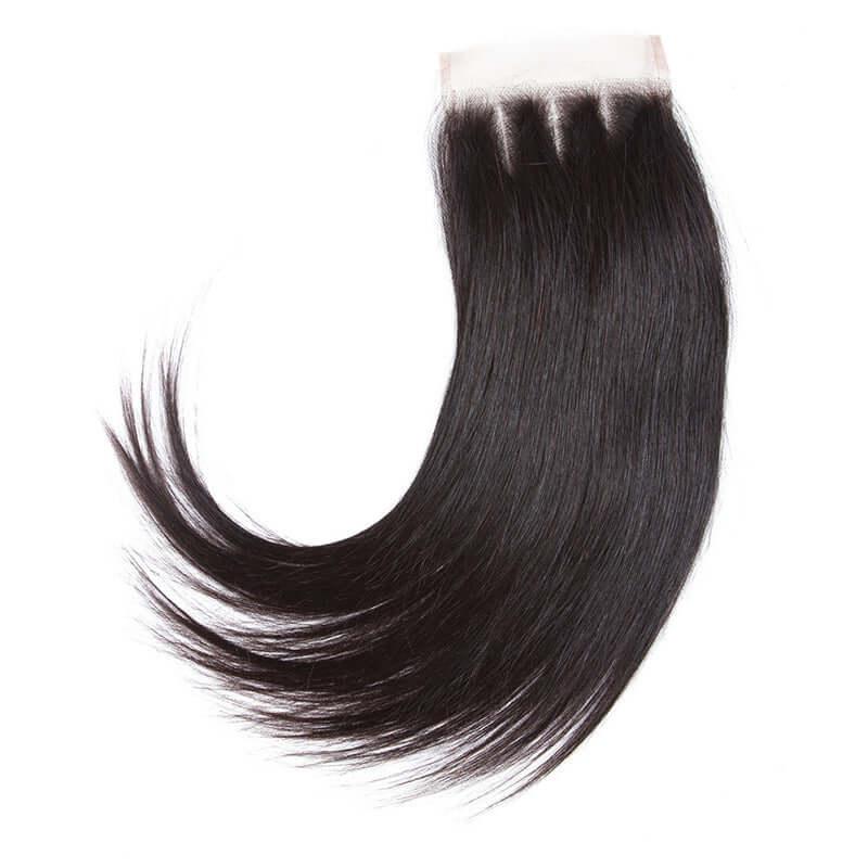 12A Grade Indian Virgin Straight Human Hair 3 Bundles With 4x4 Lace Closure - Superlovehair
