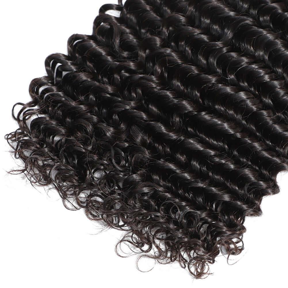 12A Human Hair Bundles With Closure Deep Wave Brazilian Hair Weave Bundles Remy Hair Extension With 4x4 Lace Closure - Superlovehair