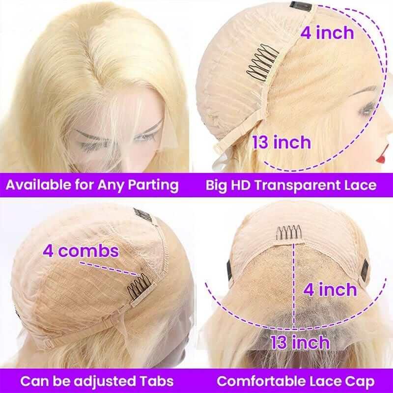 13x4 Lace Front Human Hair Wig 613 Honey Blonde Bob Wigs Brazilian Remy Straight Bob Wig - Superlovehair