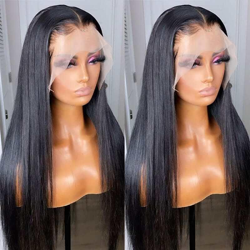 13x6 Lace Front Wigs Human Hair Transparent Straight Lace Frontal Wigs Peruvian Human Hair Pre Plucked with Baby Hair - Superlovehair