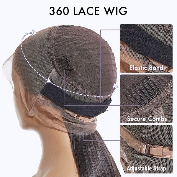 360 Full Lace Front Wig Silky Straight Brazilain Human Hair - Superlovehair
