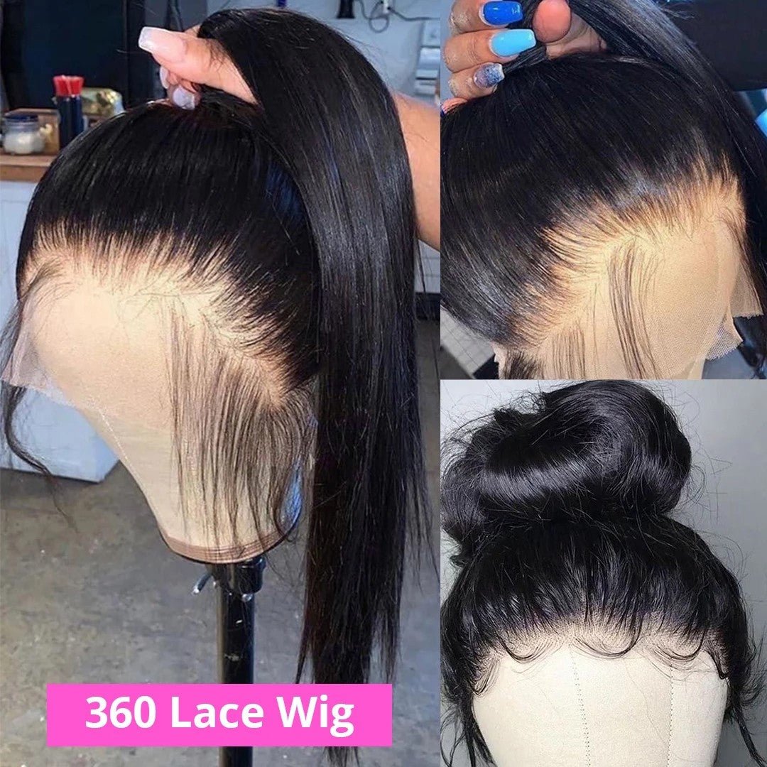 360 Hd Transparent Lace Front Wigs Straight Human Hair Pre Plucked with Baby Hair - Superlovehair