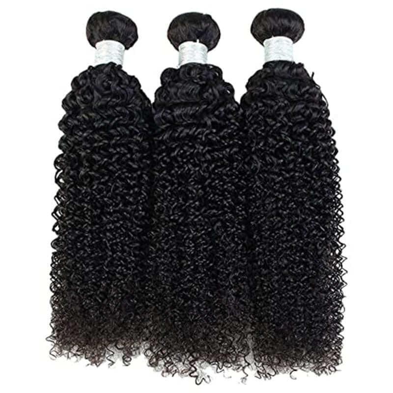 4x1 T Part Lace Closure Kinky Curly 3 Bundles Mongolian Natural Human Hair - Superlovehair