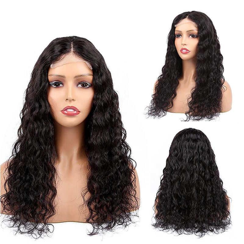 4x4 HD Transparent Lace Closure Wigs Water Wave Wig Indian Human Hair - Superlovehair