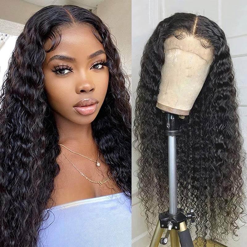4x4 Lace Closure Water Wave Human Hair Wig Brazilian Hair Remy Hair Wig Wet and Wavy Hair - Superlovehair
