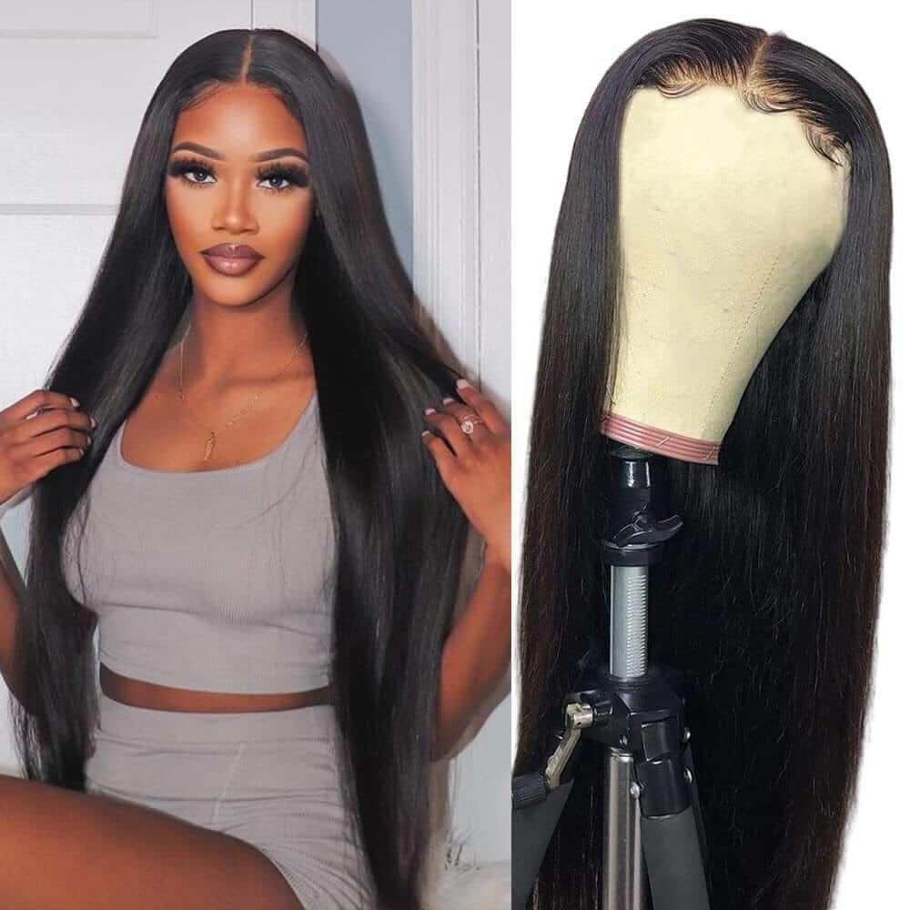 4x4 Lace Closure Wig Glueless Straight Mongolian Human Hair with Baby Hair For Women - Superlovehair