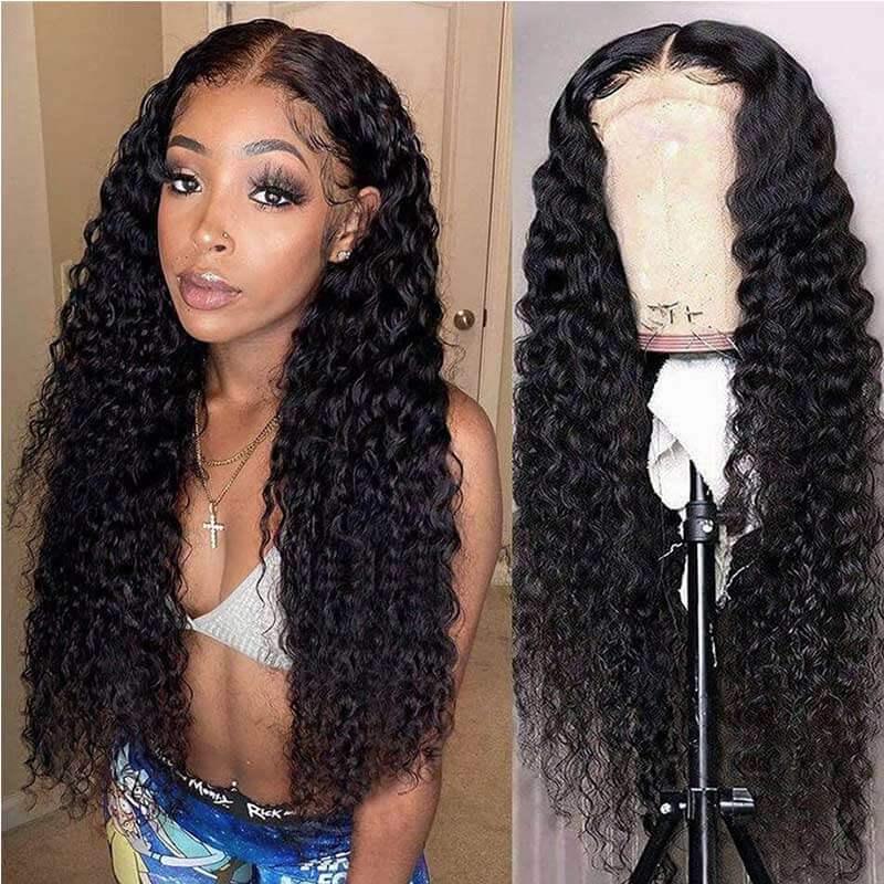 4x4 Lace Closure Wigs Water Wave Wig Mongolian Human Hair Pre Plucked with Baby Hair - Superlovehair