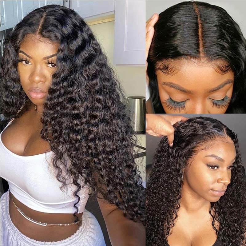 4x4 Lace Closure Wigs Water Wave Wig Mongolian Human Hair Pre Plucked with Baby Hair - Superlovehair