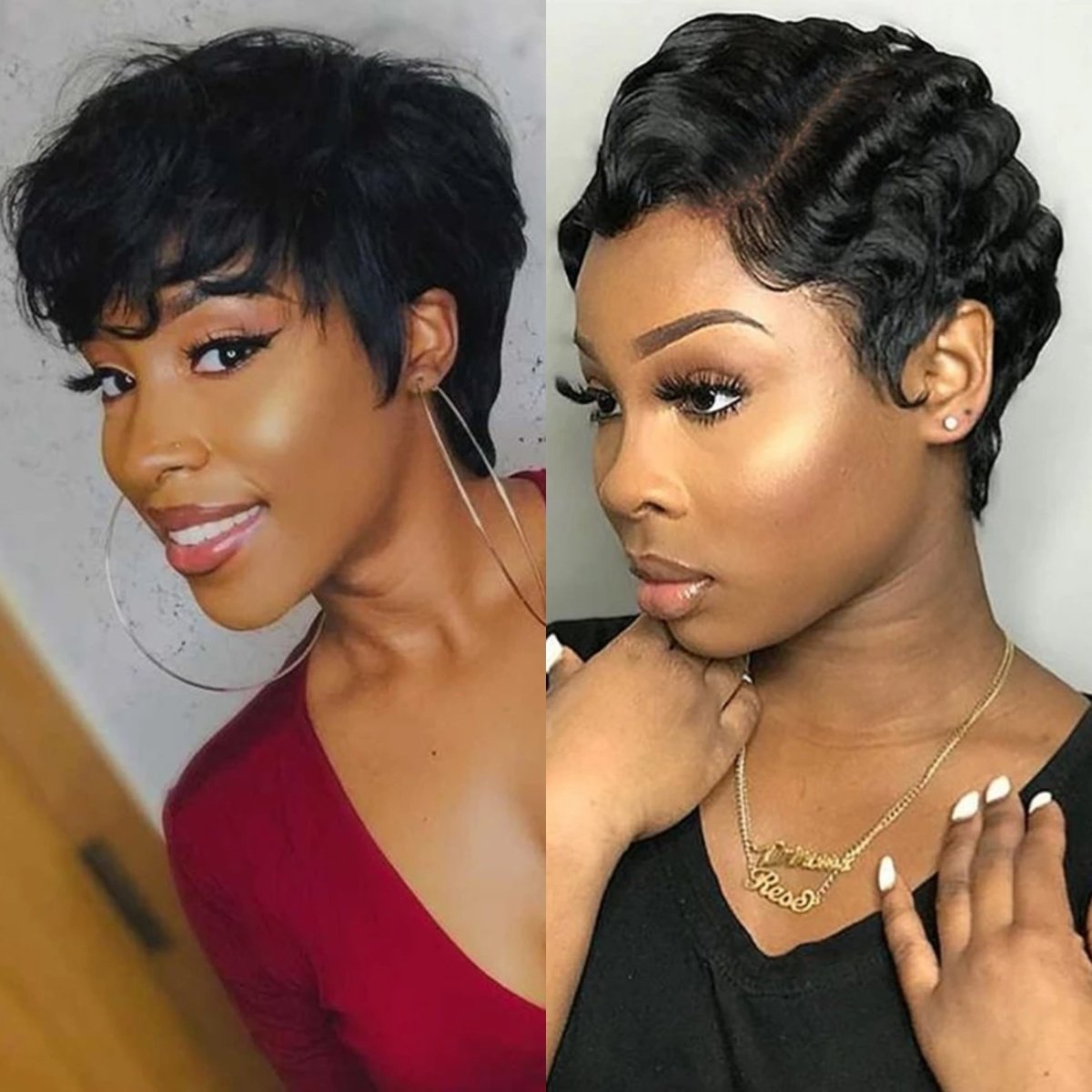 Buy 1 Get 1 Free︱Combo No.2 Razor Cut Pixie Wig And Finger Wave Wig - Superlovehair