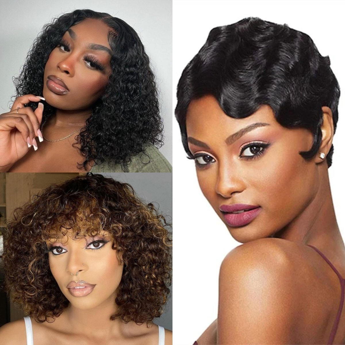 Buy 2 Get 1 Free︱Combo No.1 Water Bob Wig And Fringe Water Wave Bob Wig with Bangs Mix Color - Superlovehair