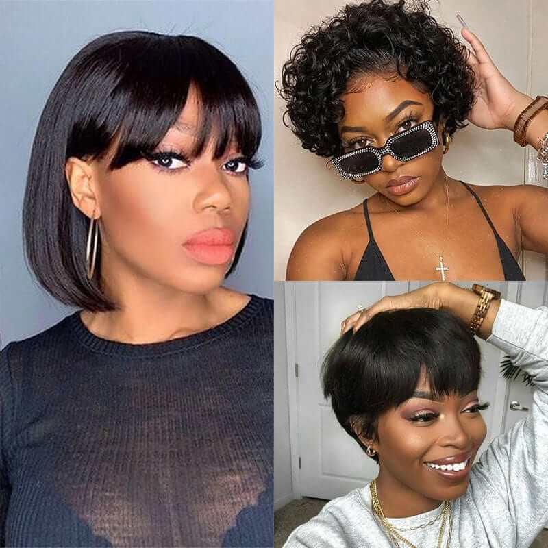 Buy 2 Get 1 Free︱Combo No.7 Fringe Bob Wig, Razor Cut Wig, Lace Front Curly Pixie Wig Superlove Hair - Superlovehair