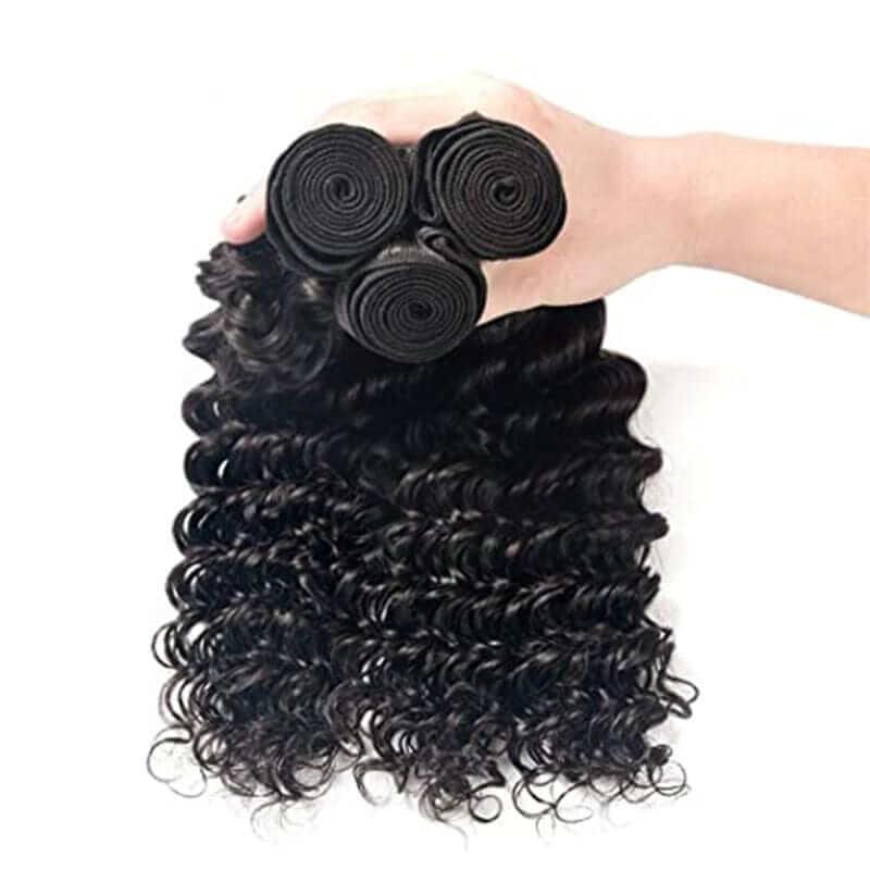 Deep Wave 3 Bundles With 4x1 Lace Closure 100% Indian Human Hair - Superlovehair