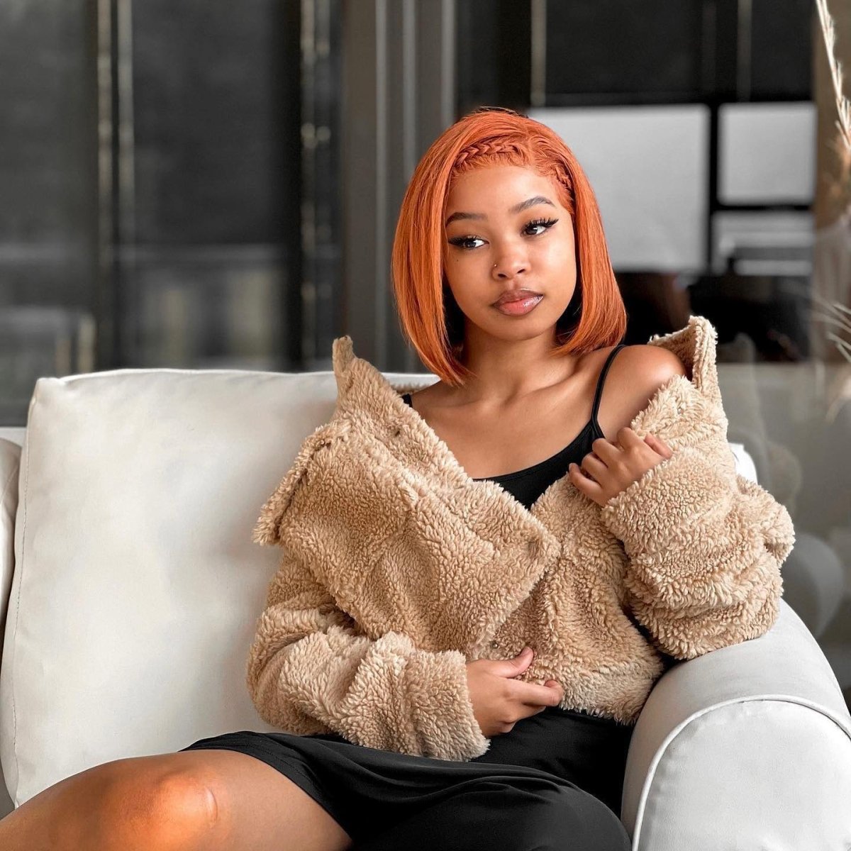 Glueless 13x4 Lace Orange Ginger Bob Wig - Superlovehair