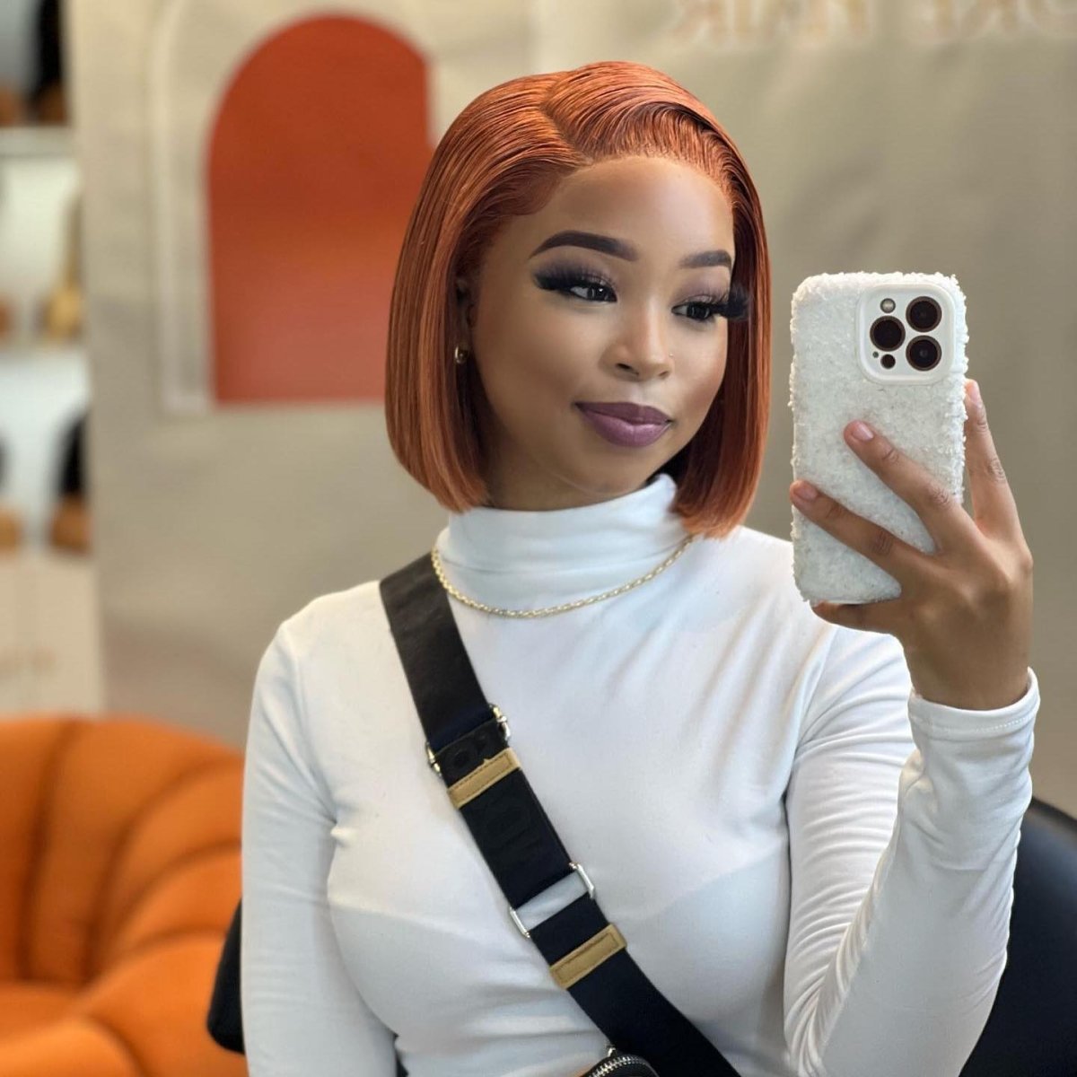 Glueless 13x4 Lace Orange Ginger Bob Wig - Superlovehair