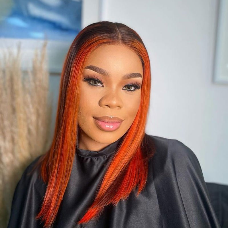 Glueless Straight Bob 4/RED Full Frontal Wig - Superlovehair