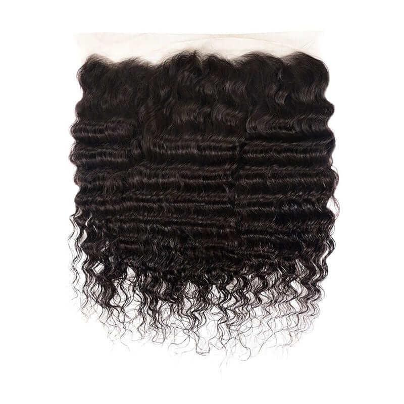 Lace Frontal Closure 13x4 Ear to Ear Transparent Lace Frontal Deep Curly Brazilian Virgin Human Hair Extensions - Superlovehair