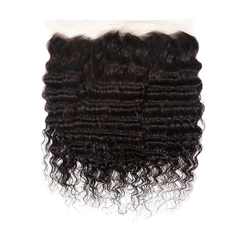 Lace Frontal Closure 13x4 Ear to Ear Transparent Lace Frontal Deep Curly Brazilian Virgin Human Hair Extensions - Superlovehair