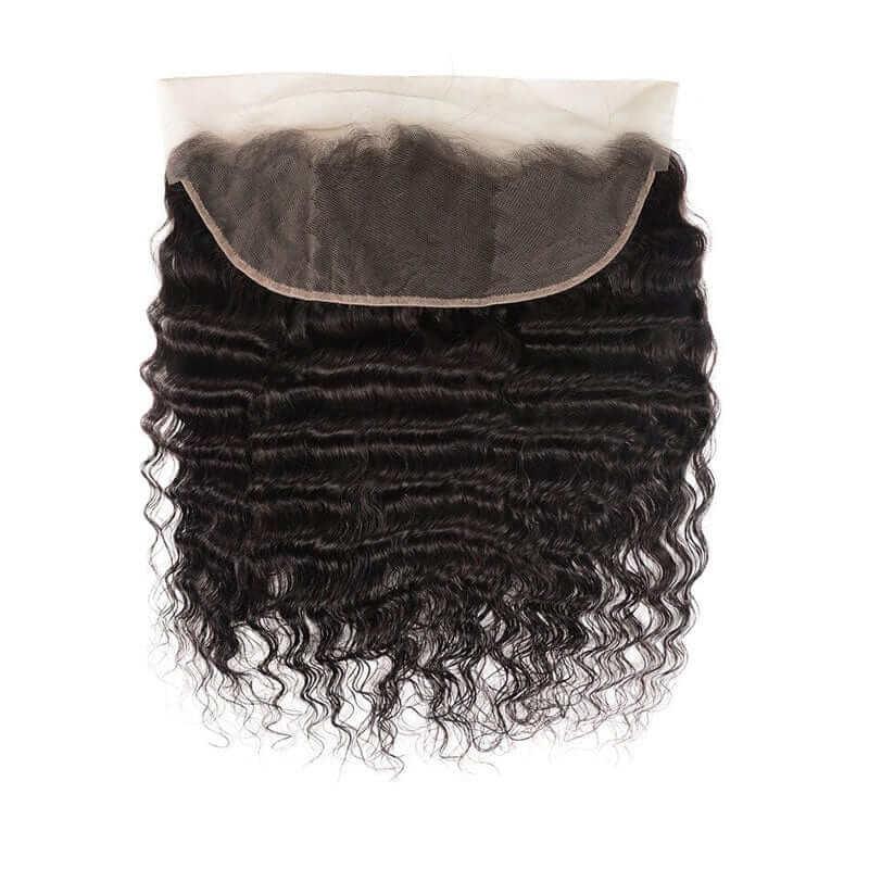 Lace Frontal Closure 13x4 Ear to Ear Transparent Lace Frontal Deep Curly Brazilian Virgin Human Hair Extensions - Superlovehair
