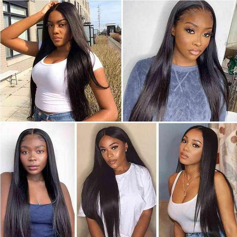 Malaysian Staright Human Hair 13x6 Lace Frontal Wig Pre Plucked Bone Straight Wigs - Superlovehair