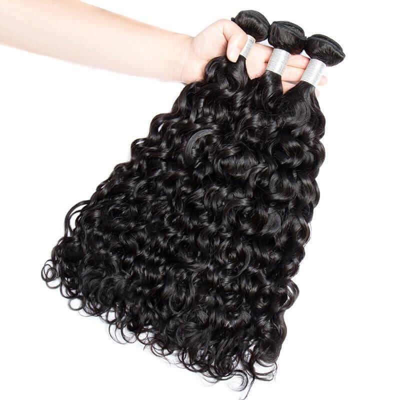 Malaysian Water Wave Human Hair 3 Bundles 4x1 T Part Lace Closure - Superlovehair
