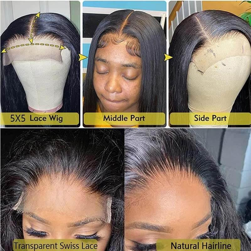 Peruvian Human Hair 5x5 Lace Closure Straight Wigs For Black Women - Superlovehair
