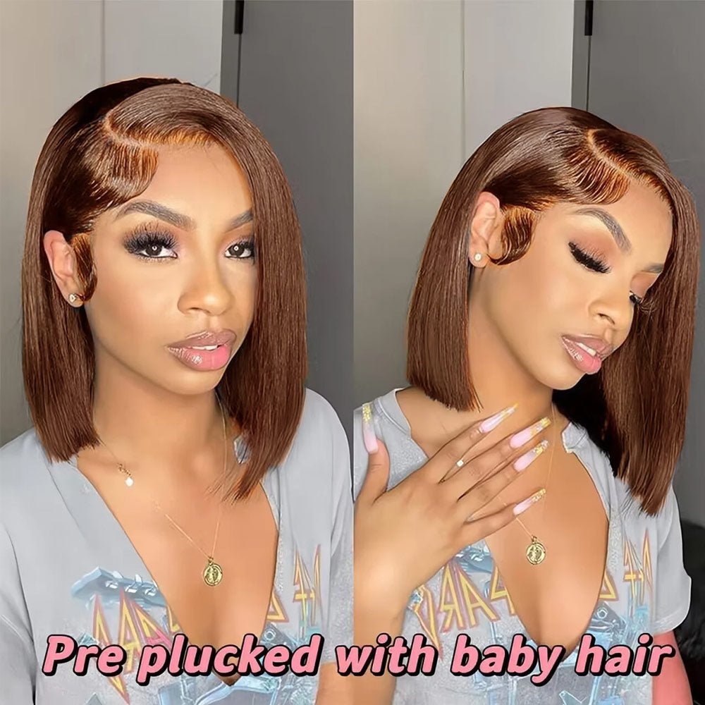 ReadytoGo Glueless 13x4 Lace Bob Wig Honey Brown #4 Color Straight Hair - Superlovehair
