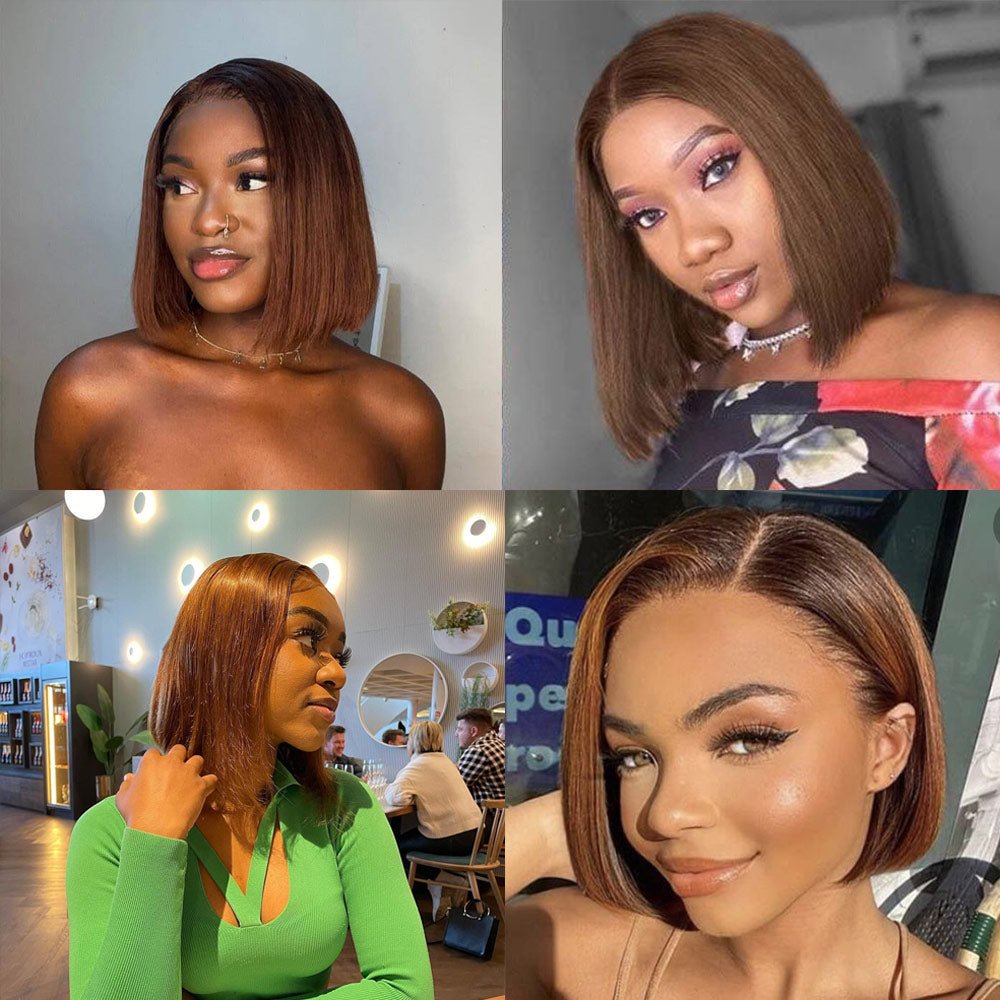 ReadytoGo Glueless 13x4 Lace Bob Wig Honey Brown #4 Color Straight Hair - Superlovehair