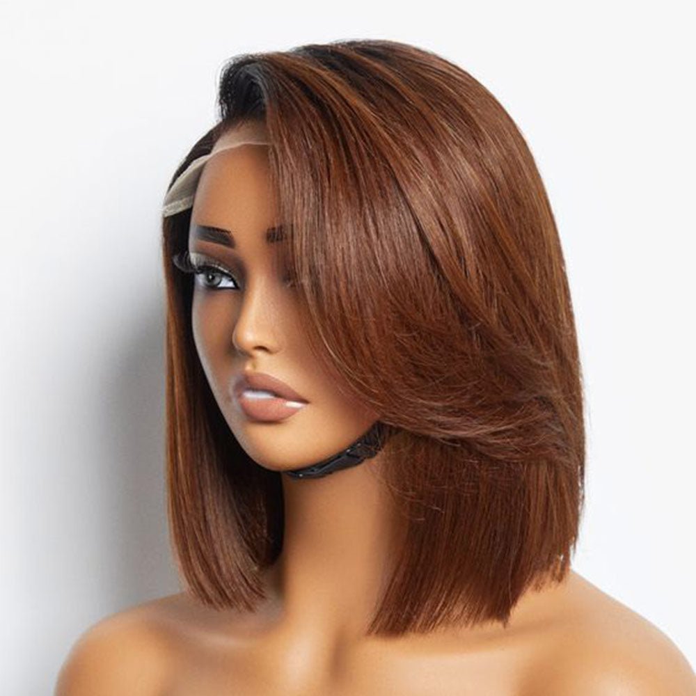 ReadytoGo Glueless 13x4 Lace Bob Wig Honey Brown #4 Color Straight Hair ...