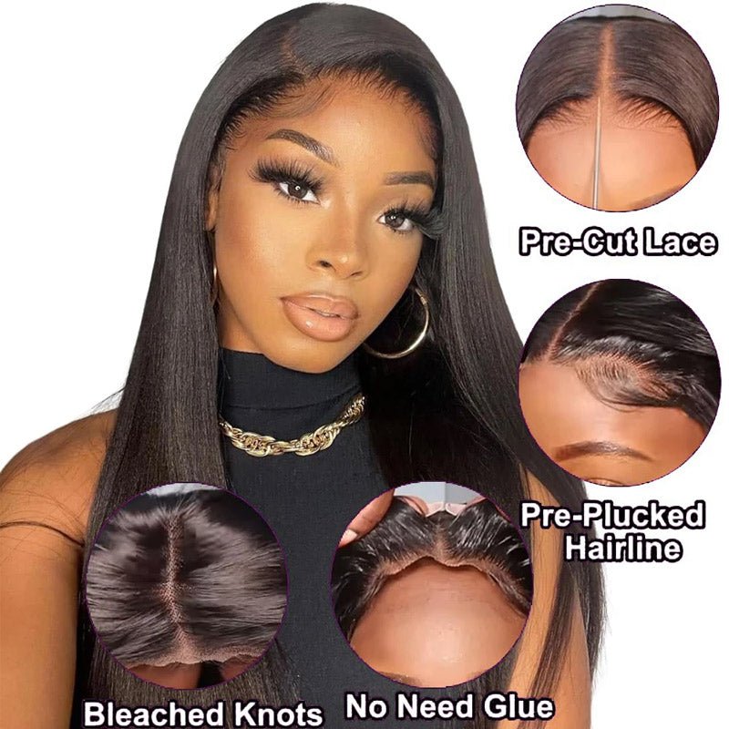 Pre Cut Lace Wigs Silky Straight Hair Wear And Go Wigs Pre Plucked
