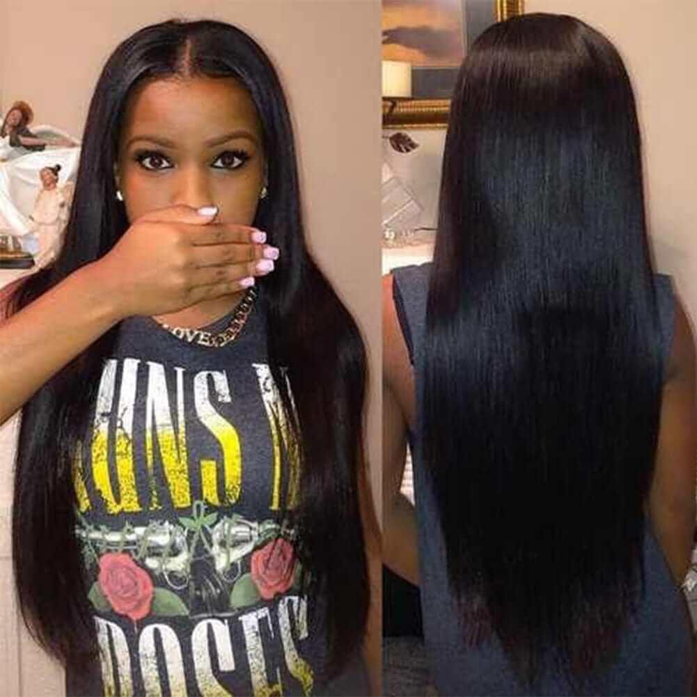Straight Human Hair Bundles With 4x4 lace Closure Brazilian Remy Hair Extension 3 Bundle with Closure - Superlovehair
