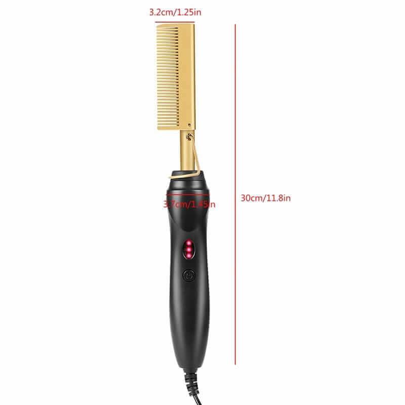 Superlove 2 in 1 Hot Comb Straightener Electric Hair Curler Flat Iron Titanium Alloy Hair Curler Brush - Superlovehair