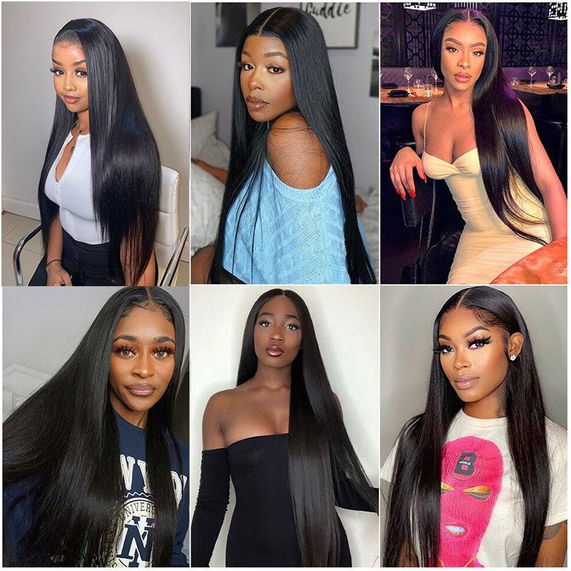 Superlove Hair 3 Bundles Straight Hair with 4x4 Lace Closure 65g/Bundle 3 Pcs/Lot Natural Black Color Double Weft Hair 10-30 Inch Hair Extensions - Superlovehair