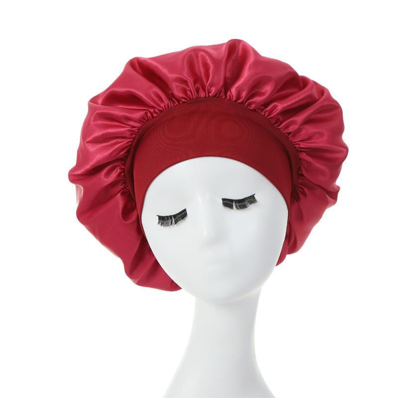 Superlove Women Night Sleep Hair Caps Silky Bonnet Satin Double Layer Adjust Head Cover Hat For Curly Springy Hair Styling Accessories - Superlovehair