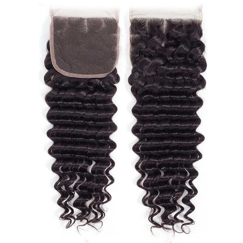 Three Way Part Lace Closure Deep Wave Hair 4x4 Swiss Lace Closure With Baby Hair - Superlovehair