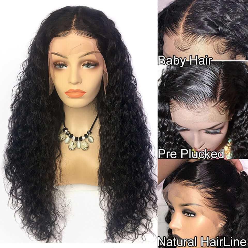 Water Wave Ear to Ear Lace Front Wig Pre Plucked 13x4 Lace Wigs Natural Hairline Brazilian Hair - Superlovehair