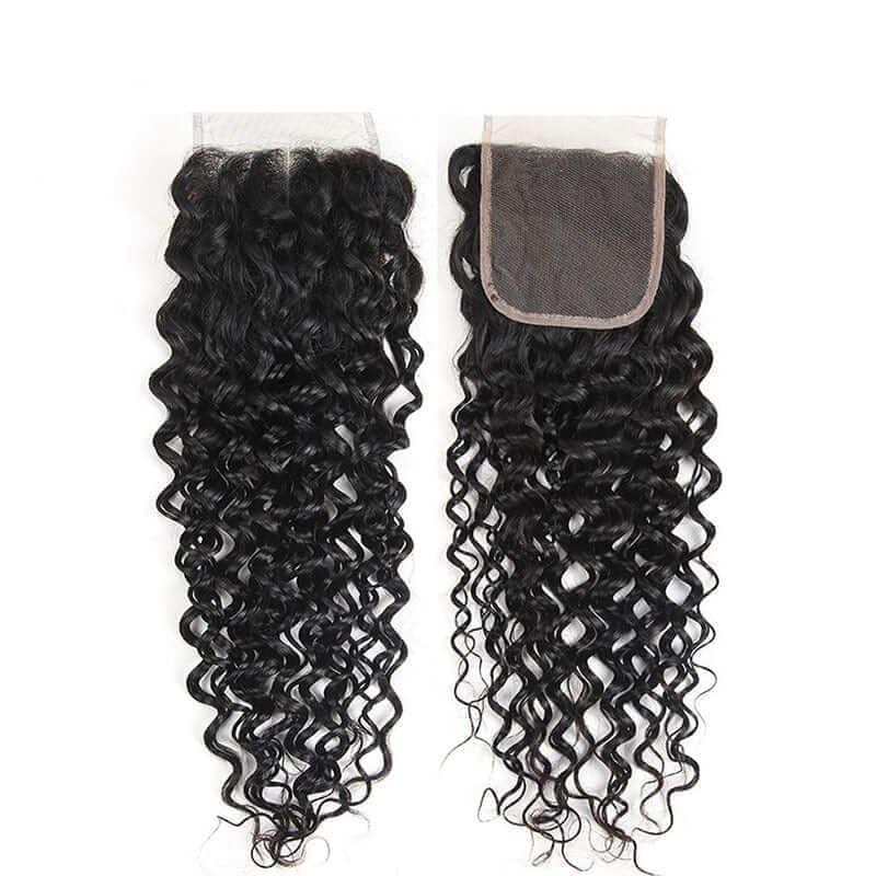 Water Wave Hair Lace Closure Human Hair 4x4 Three Way Part Closure With Baby Hair - Superlovehair