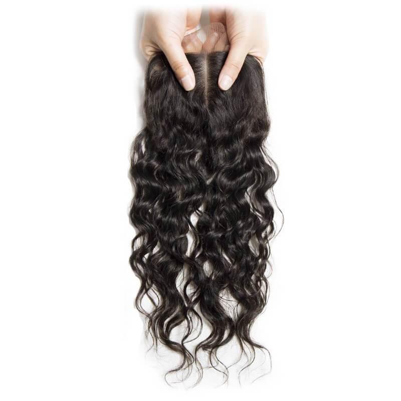 Water Wave Human Hair 4x1 T Part Lace Closure Only With Baby Hair - Superlovehair